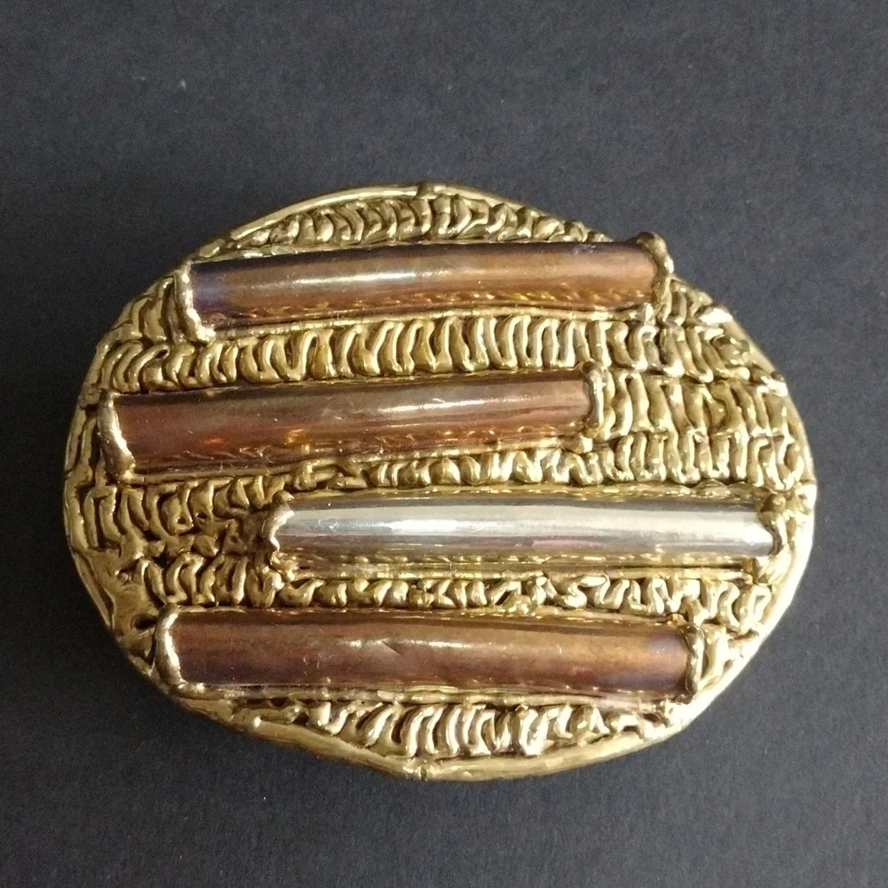 Mixed Metals Brutalist Belt Buckle Vintage